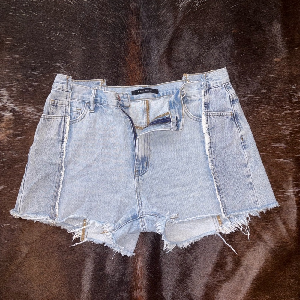 Flying Monkey Light Blue Frayed Jean Shorts